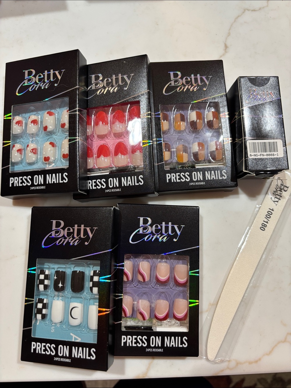 Betty Cora Press-On Nails 7 Piece Bundle